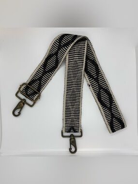 Boho Fair Trade Artisan Trades of Hope Black & Cream Woven Adjustable Bag Strap